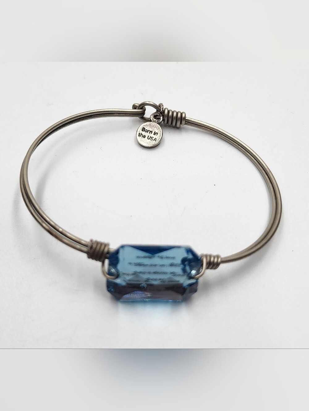 Luca Danni serenity prayer bracelet wire faceted Blue L&D 6.5